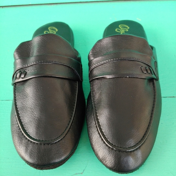Oleg Cassini Vintage Black Faux Leather Slip On Mules Size Women's 7 - Picture 4 of 6
